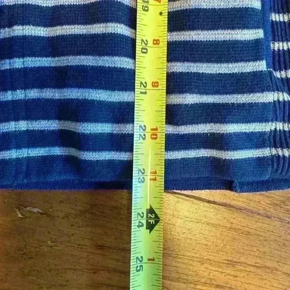 Button up knit striped blue collared cardigan by Coldwater Creek size small or 8 - Picture 16 of 16